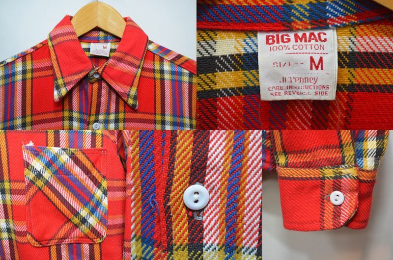 70's BIG MAC ヘビーネルシャツ “赤ベース”