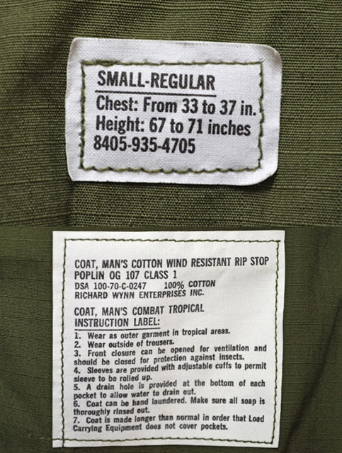 70's US ARMY ジャングルファティーグジャケット 