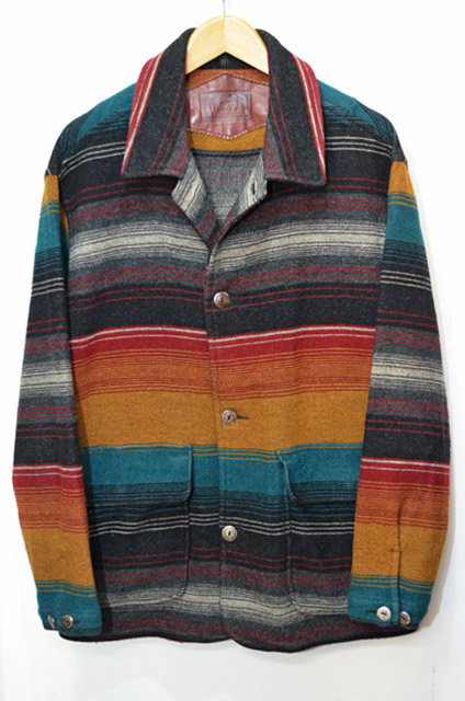 80's Woolrich ネイティブストライプ柄 ラグジャケット 