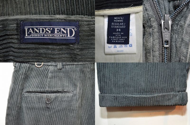 90s LANDS'END コーデュロイタックパンツ 太畝 ヴィンテージ