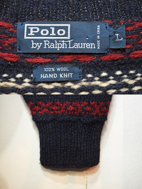 90's Polo Ralph Lauren ノルディック柄ウールニット - used&vintage 