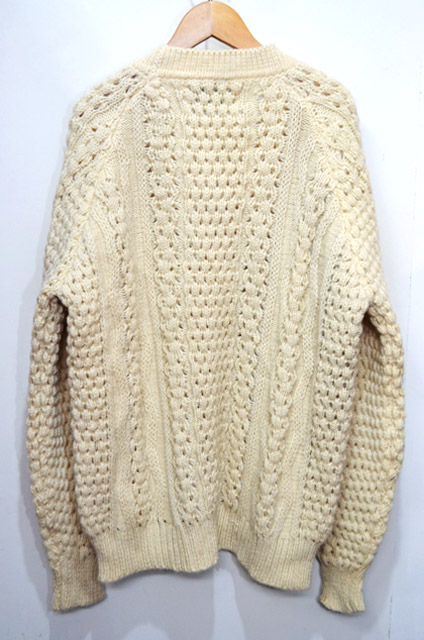 80's CLADLY KNIT フィッシャーマンニットカーディガン - used&vintage box Hi-smile