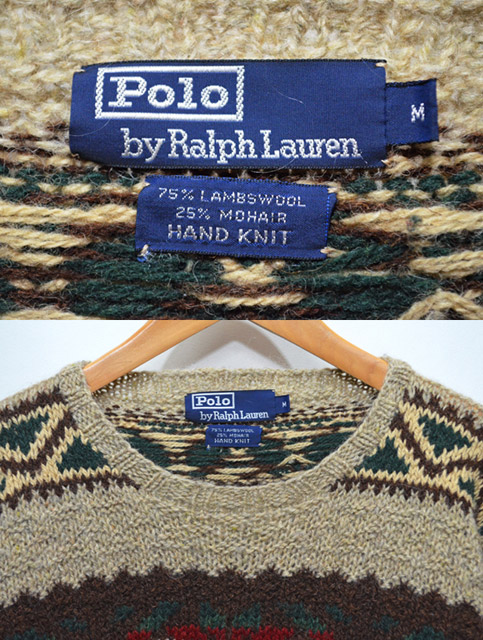 90' Polo Ralph Lauren ネイティブ柄ハンドニット - used&vintage box