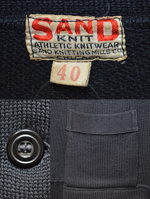 40's SAND KNIT レタードカーディガン “BLACK”