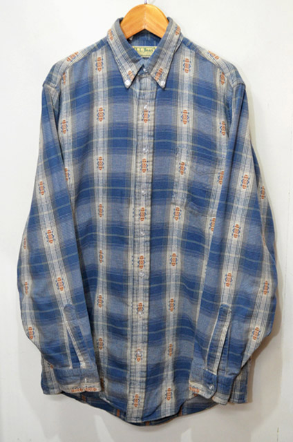 80's L.L.BEAN 総柄ボタンダウンシャツ 