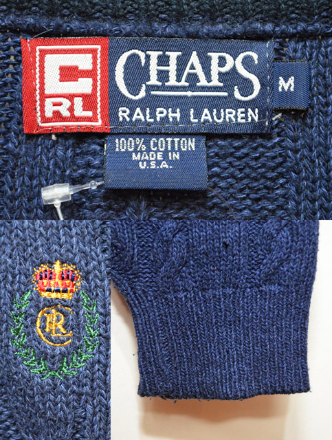 's CHAPS Ralph Lauren ケーブル編み コットンニット   used&vintage