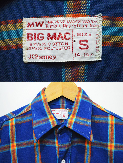 好配色　VINTAGE オリジナルBIG MAC ネルシャツ JC Penney