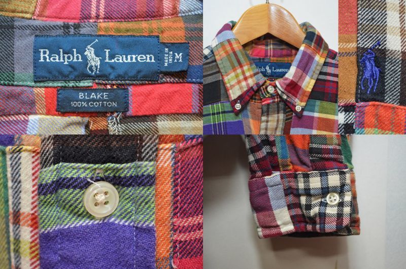 90's Polo Ralph Lauren パッチワーク ボタンダウンシャツ 
