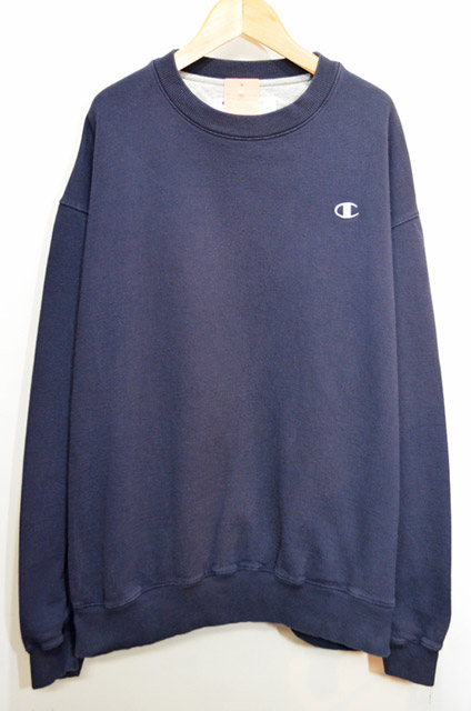 00 S Champion Eco Fleece スウェットシャツ Navy Used Vintage Box Hi Smile
