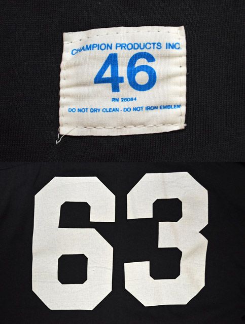 60's Champion フットボールTシャツ “BLACK / DEADSTOCK 
