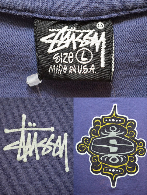 ステューシー  stussy バックプリント　  ビンテージ  tシャツ　黒タグ