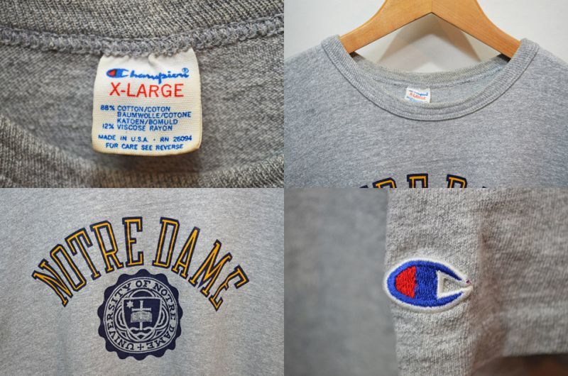 80's Champion 88/12 プリントTシャツ “NOTRE DAME” - used&vintage 