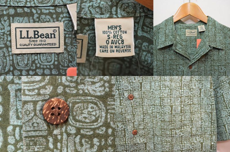 90's L.L.BEAN 総柄 S/S オープンカラーシャツ - used&vintage box Hi 