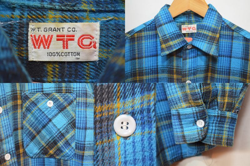60's WTG ヘビーネルシャツ “青系チェック” - used&vintage box Hi-smile