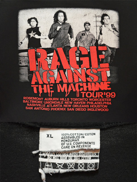 90's Rage Against The Machine TOUR Tシャツ - used&vintage box Hi-smile