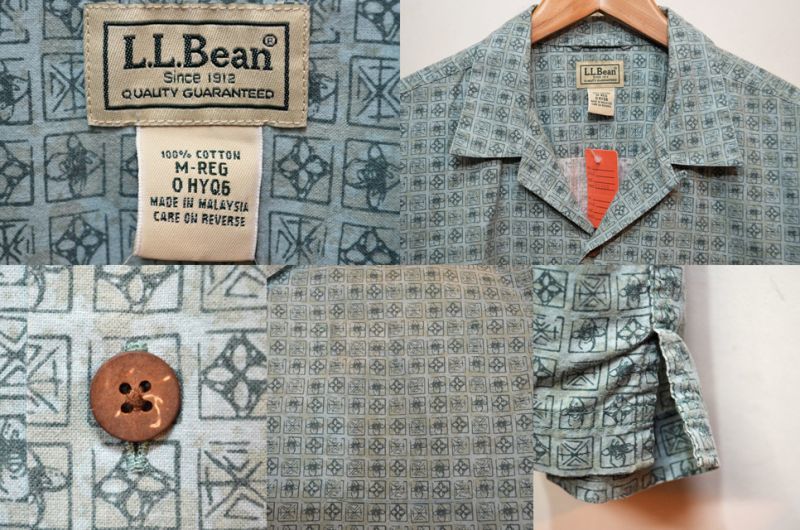 90-00's L.L.Bean 総柄オープンカラーシャツ - used&vintage box Hi-smile