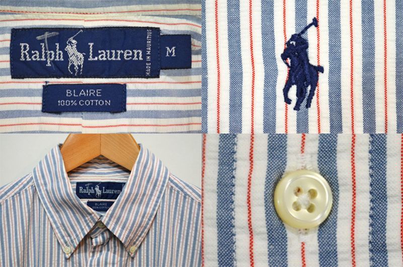 90's Polo Ralph Lauren マルチストライプ柄 S/S ボタンダウンシャツ “シアサッカー”
