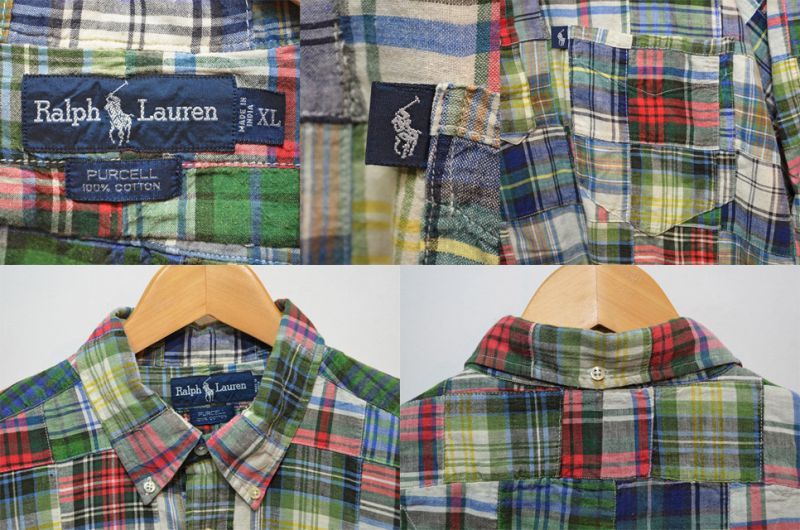 90's Polo Ralph Lauren パッチワークプルオーバーシャツ 