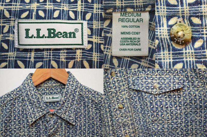 90's L.L.Bean S/S 総柄シャツ - used&vintage box Hi-smile