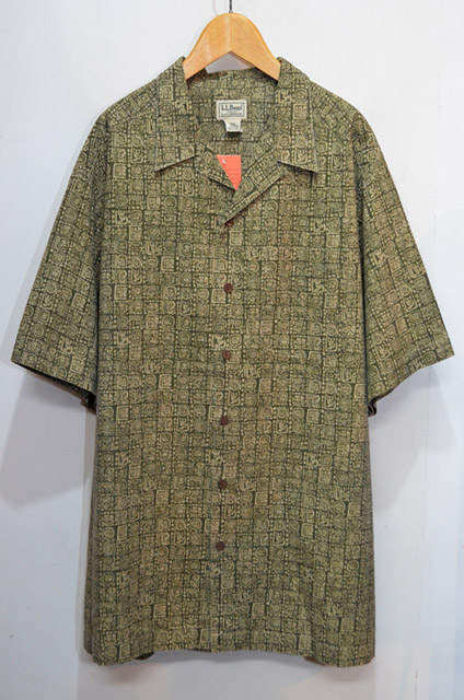 90's L.L.BEAN S/S 総柄オープンカラーシャツ