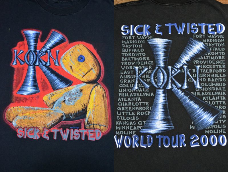 00's KORN “SICK & TWISTED” ツアーTシャツ - used&vintage box Hi-smile