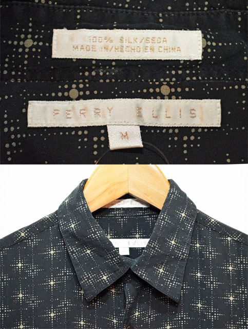 90's PERRY ELLIS S/S 総柄シルクシャツ