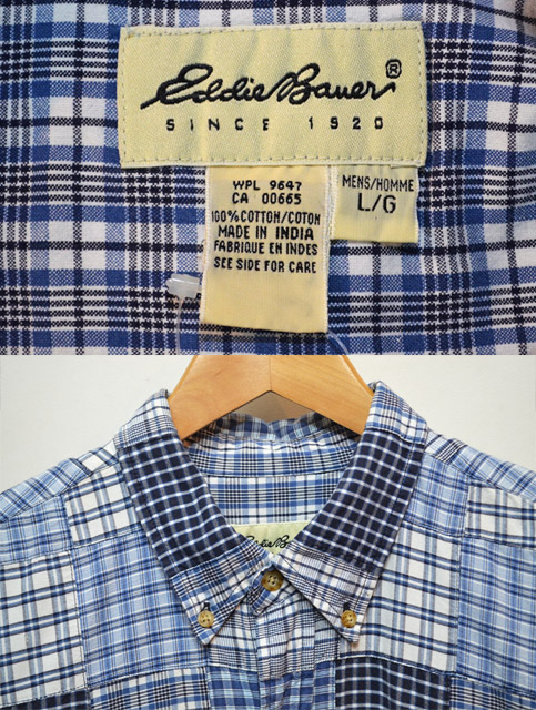 希少 90's Eddie Bauer Patchwork Box Shirt