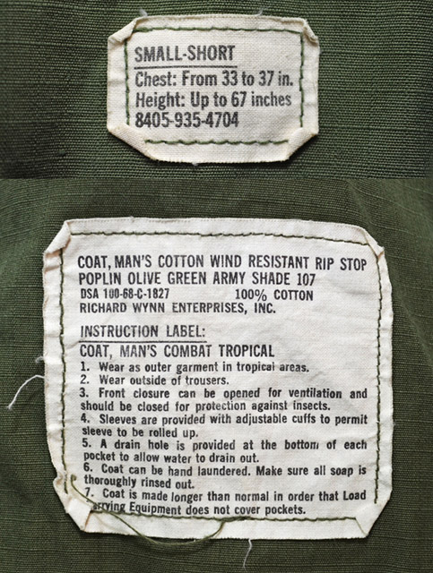 60's US.ARMY ジャングルファティーグジャケット “4th / SMALL-SHORT