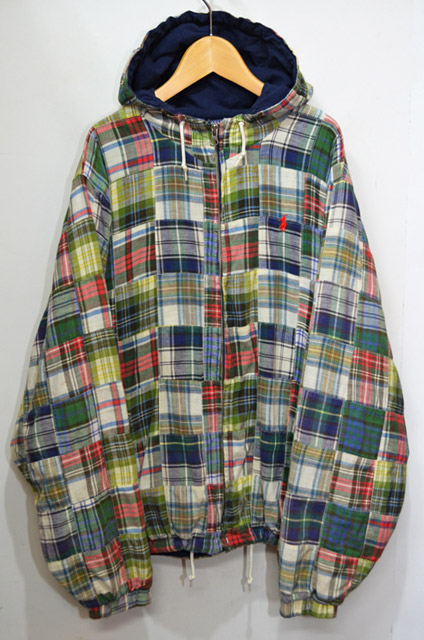 90's Polo Ralph Lauren フード付き パッチワークジャケット