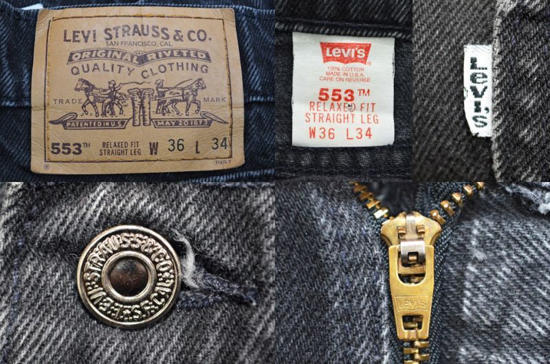 90's Levi's 553 ブラックデニムパンツ “USA製” - used&vintage box Hi