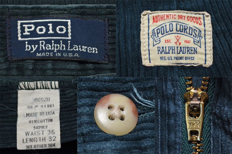 90's Polo Ralph Lauren 2タック太畝コーデュロイパンツ “NAVY / USA製”