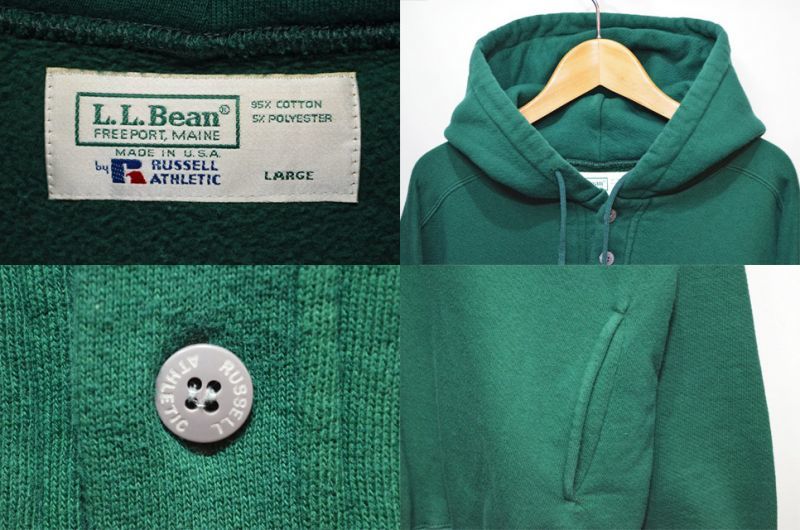 身幅6690s usa製 russell \u0026 l.l.bean ヘンリーネックパーカー