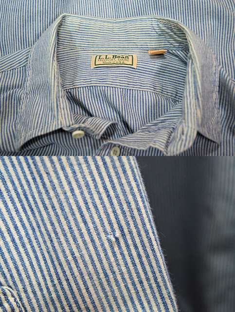 's L.L.BEAN ストライプ柄 コットンワークシャツ “USA製