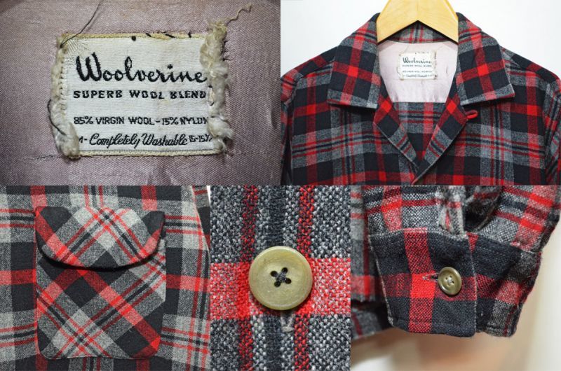 50's Woolverine ウールシャツ “BLACKベース” - used&vintage box Hi-smile