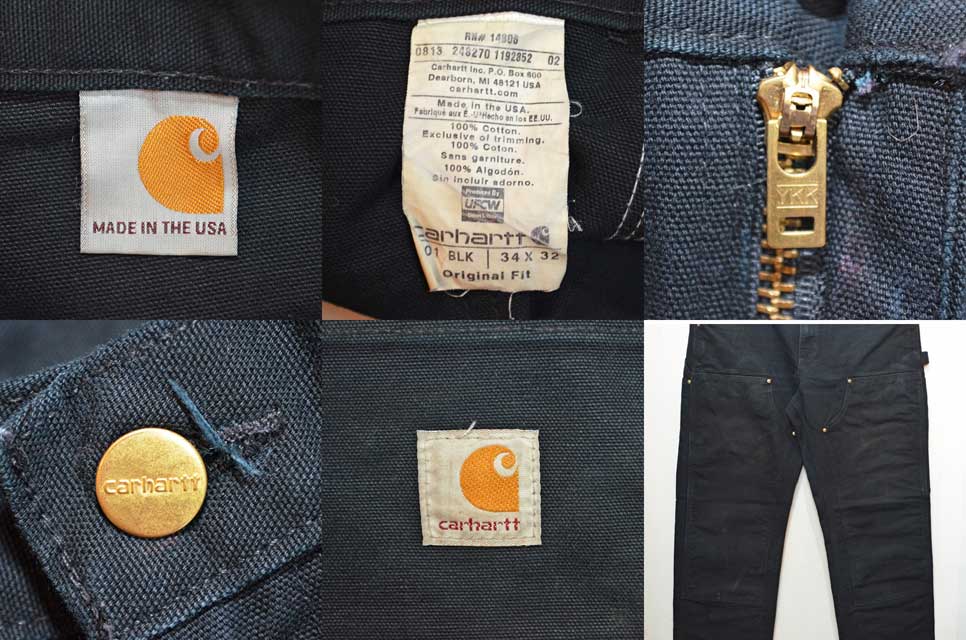 Vintage Carhartt ダブルニーパンツBLK USA製　34x32