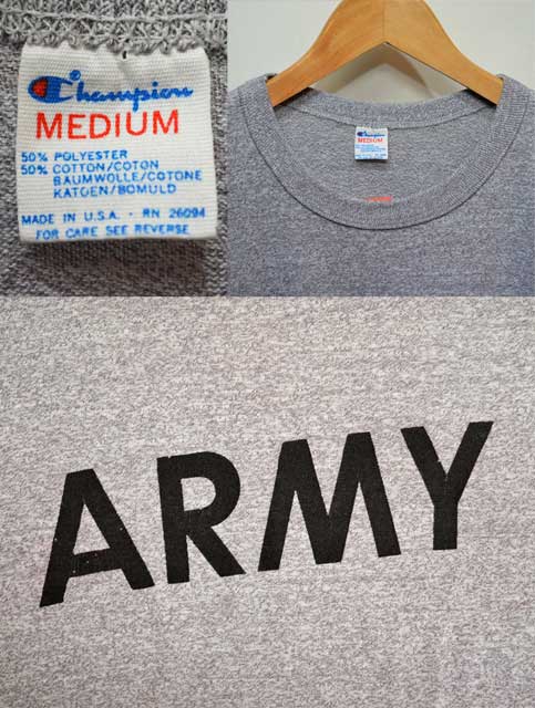 80's Champion 50/50 Tシャツ “ARMY” - used&vintage box Hi-smile