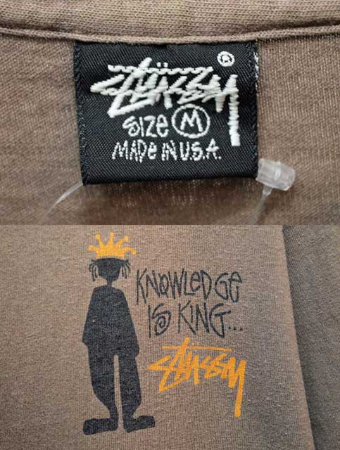 80-90's 黒タグ STUSSY Tシャツ “KNOWLEDGE IS KING”