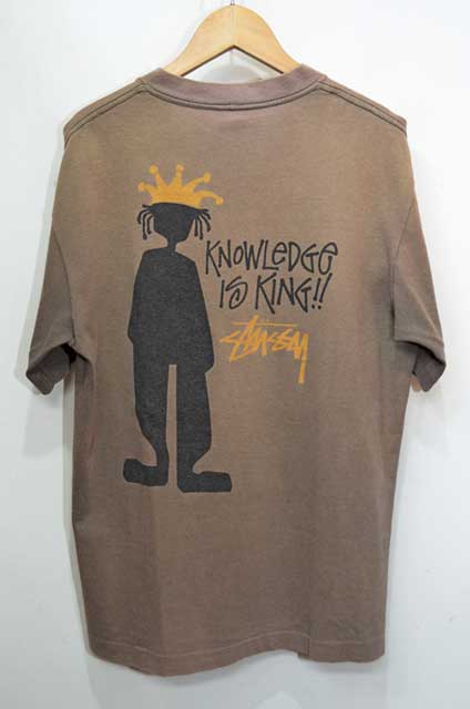 80-90's 黒タグ STUSSY Tシャツ “KNOWLEDGE IS KING” - used&vintage box Hi-smile