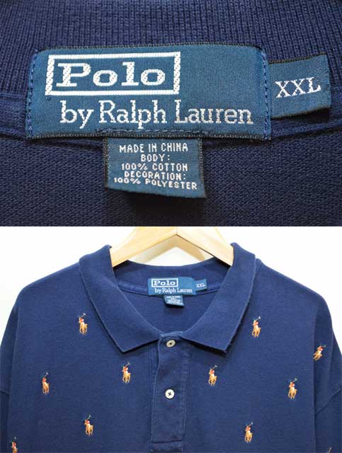 Polo Ralph Lauren S/S 総柄刺繍 ポロシャツ - used&vintage box Hi-smile