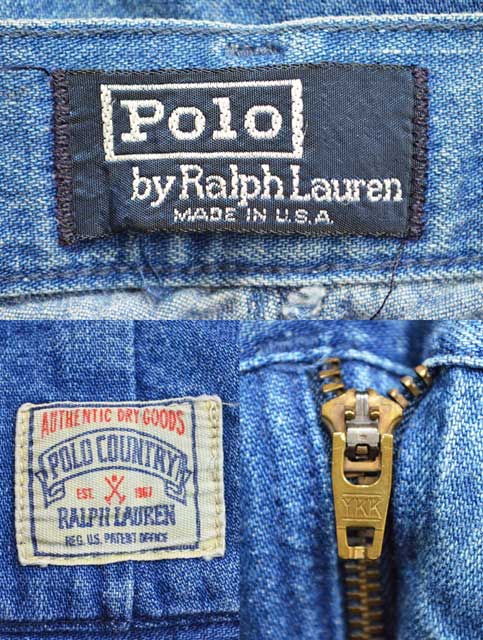 90 S Polo Ralph Lauren タック入り デニムトラウザー Made In Usa Polo Countryタグ Used Vintage Box Hi Smile