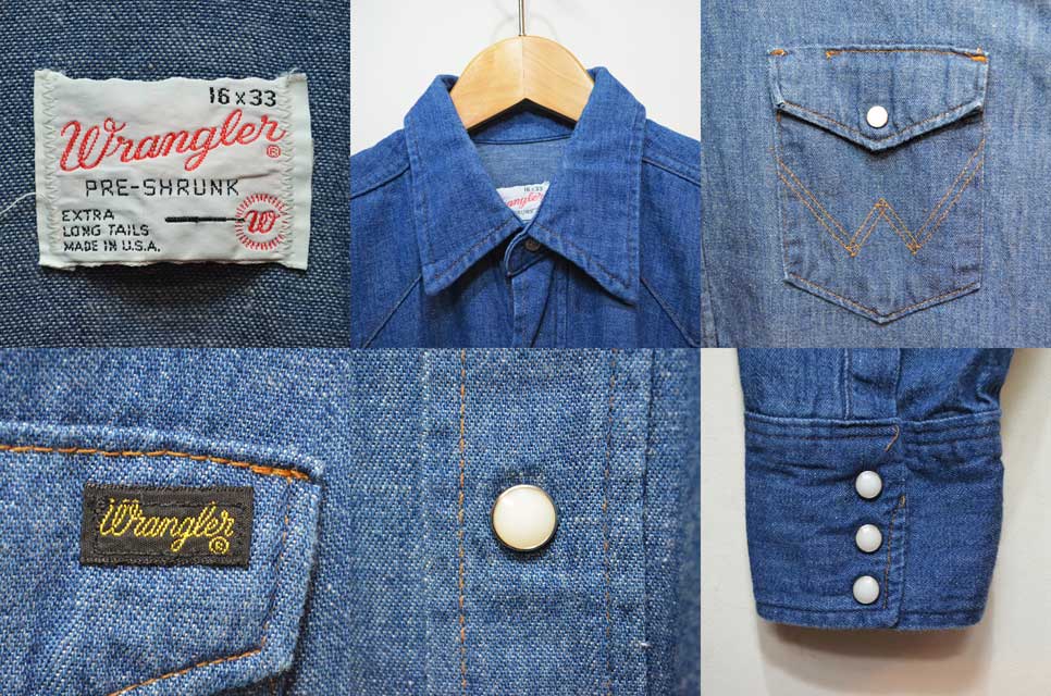 70's Wrangler デニムウエスタンシャツ - used&vintage box Hi-smile
