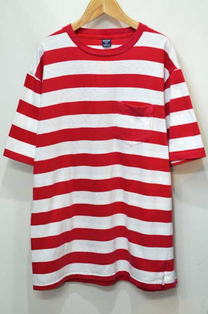 90's LANDS' END ボーダー柄 ポケットTシャツ “MADE IN USA” - usedvintage box Hi-smile