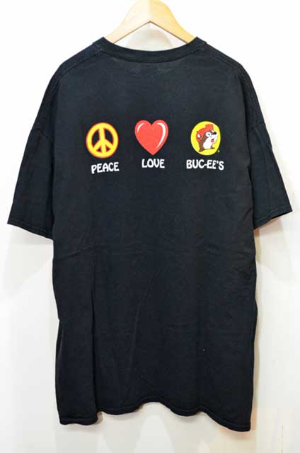 us　tシャツ　染み込みプリント　黒　90s   buc-ees