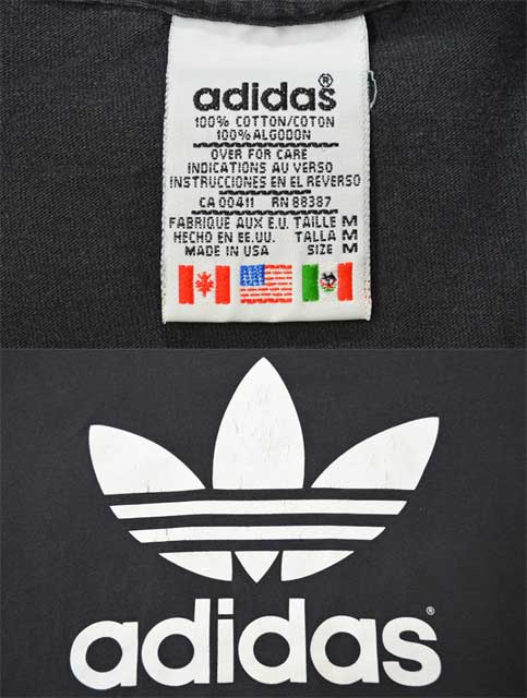 90 S Adidas 両面トレフォイルロゴプリントtシャツ Made In Usa Used Vintage Box Hi Smile