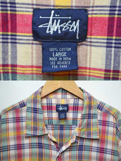 90-00's STUSSY S/S オープンカラーシャツ - used&vintage box Hi-smile