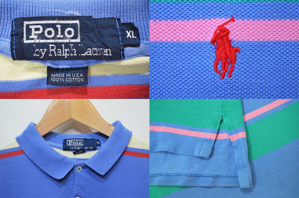 Polo Ralph Lauren マルチボーダー柄 S/S ポロシャツ “MADE IN USA”
