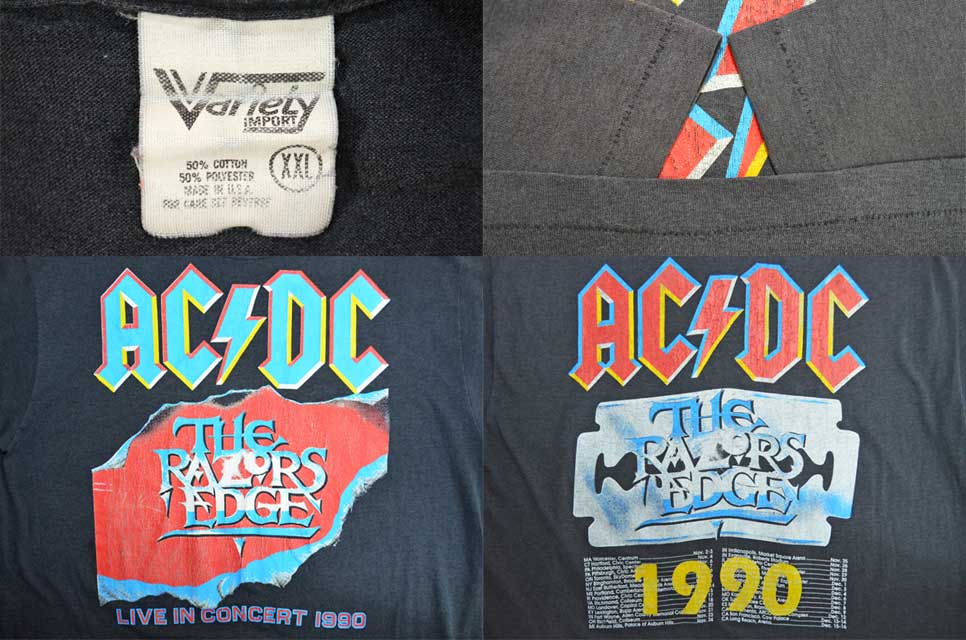 90's AC/DC “THE RAZORS EDGE” Tシャツ usedvintage box Hi-smile