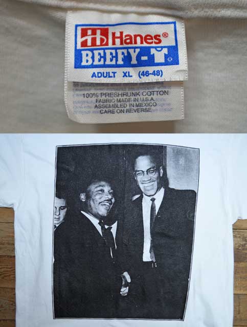 90's Malcolm X × Martin Luther King Jr. フォトプリントTシャツ 