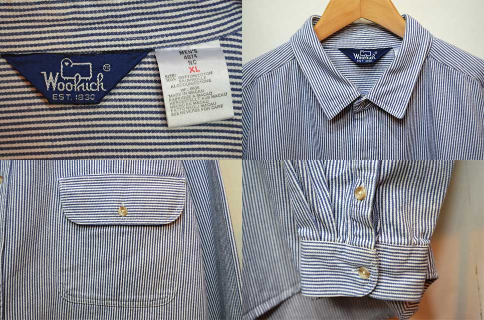 80's Woolrich ヒッコリーストライプ柄ワークシャツ - used&vintage