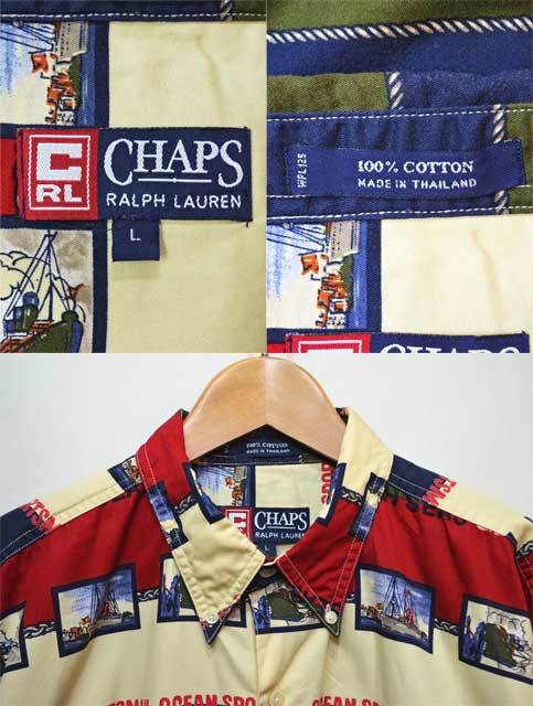 90's CHAPS Ralph Lauren 総柄ボタンダウンシャツ - used&vintage box 